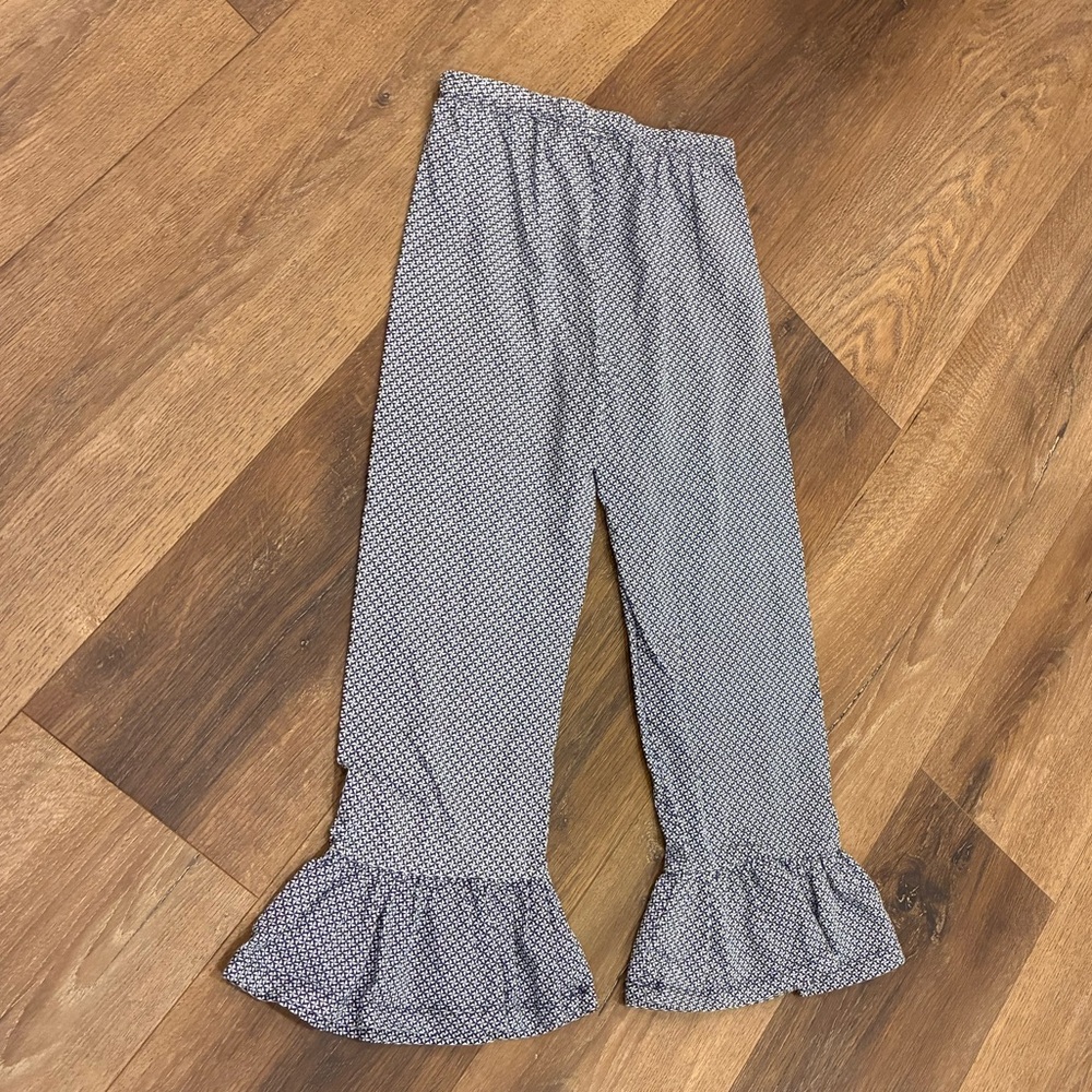 Ruffle Girl Blue White Ruffle Pants Bottoms Flare Wide Size 7 Girl - Picture 8 of 10